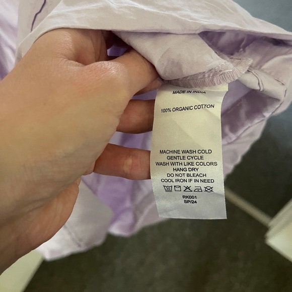 Quince 100% Organic Cotton Poplin Tiered Lilac Dress XS stretch - Picture 11 of 16